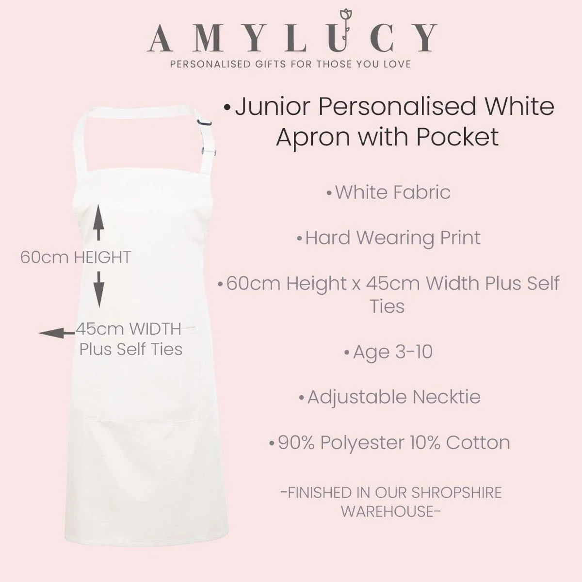 Personalised Initial Apron, Rose Gold Baking Gift, Watercolour Flowers Apron Cooking Gift, Initial Gift for Her, Custom Made, Your Words