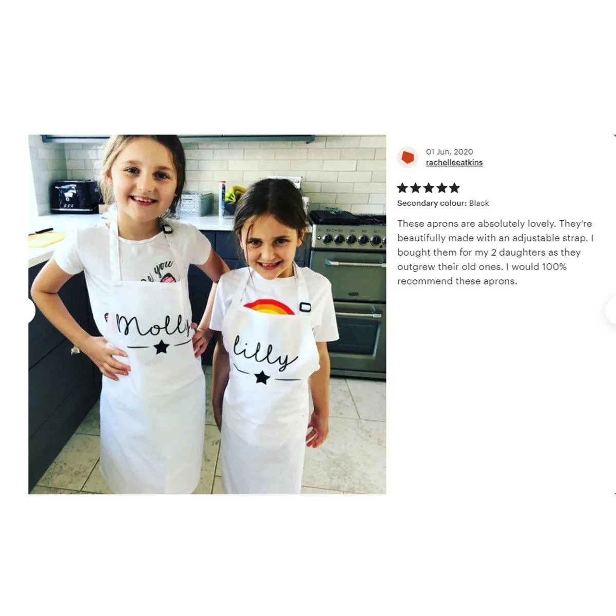 Personalised Initial Apron, Rose Gold Baking Gift, Watercolour Flowers Apron Cooking Gift, Initial Gift for Her, Custom Made, Your Words
