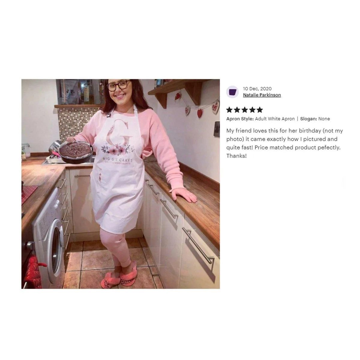 Personalised Initial Apron, Rose Gold Baking Gift, Watercolour Flowers Apron Cooking Gift, Initial Gift for Her, Custom Made, Your Words