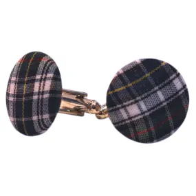 Plaid Fabric Cufflinks - Green & Blue