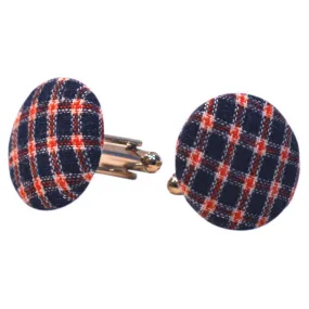 Plaid Fabric Cufflinks - Red & Blue