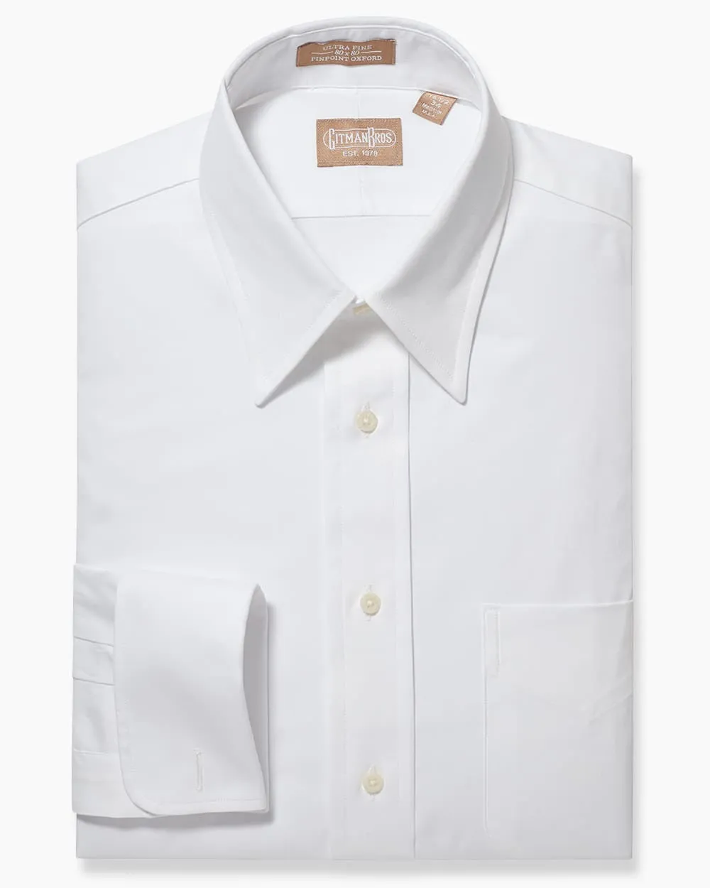 Point Collar Pinpoint French Cuff White - Tailored