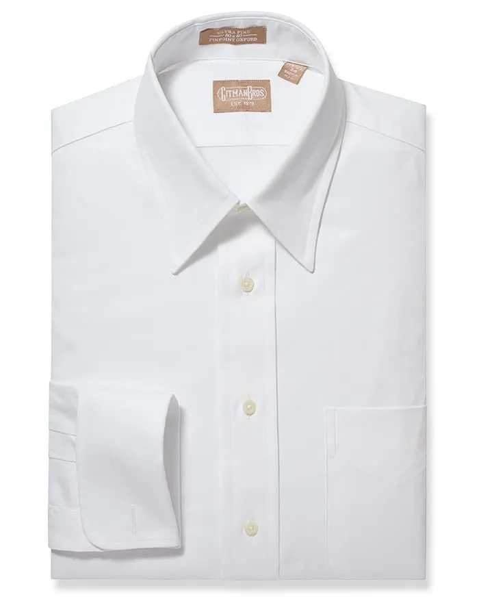 Point Collar Pinpoint French Cuff White - Tailored