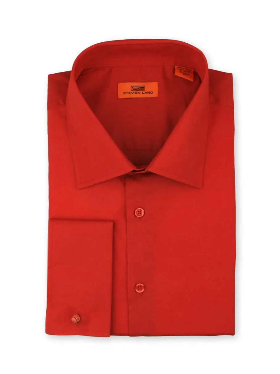 Poplin Dress Shirt | French Cuff | 100% Cotton | Red