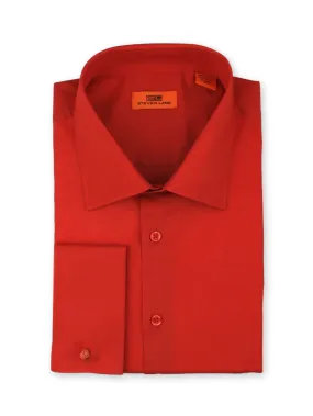 Poplin Dress Shirt | French Cuff | 100% Cotton | Red