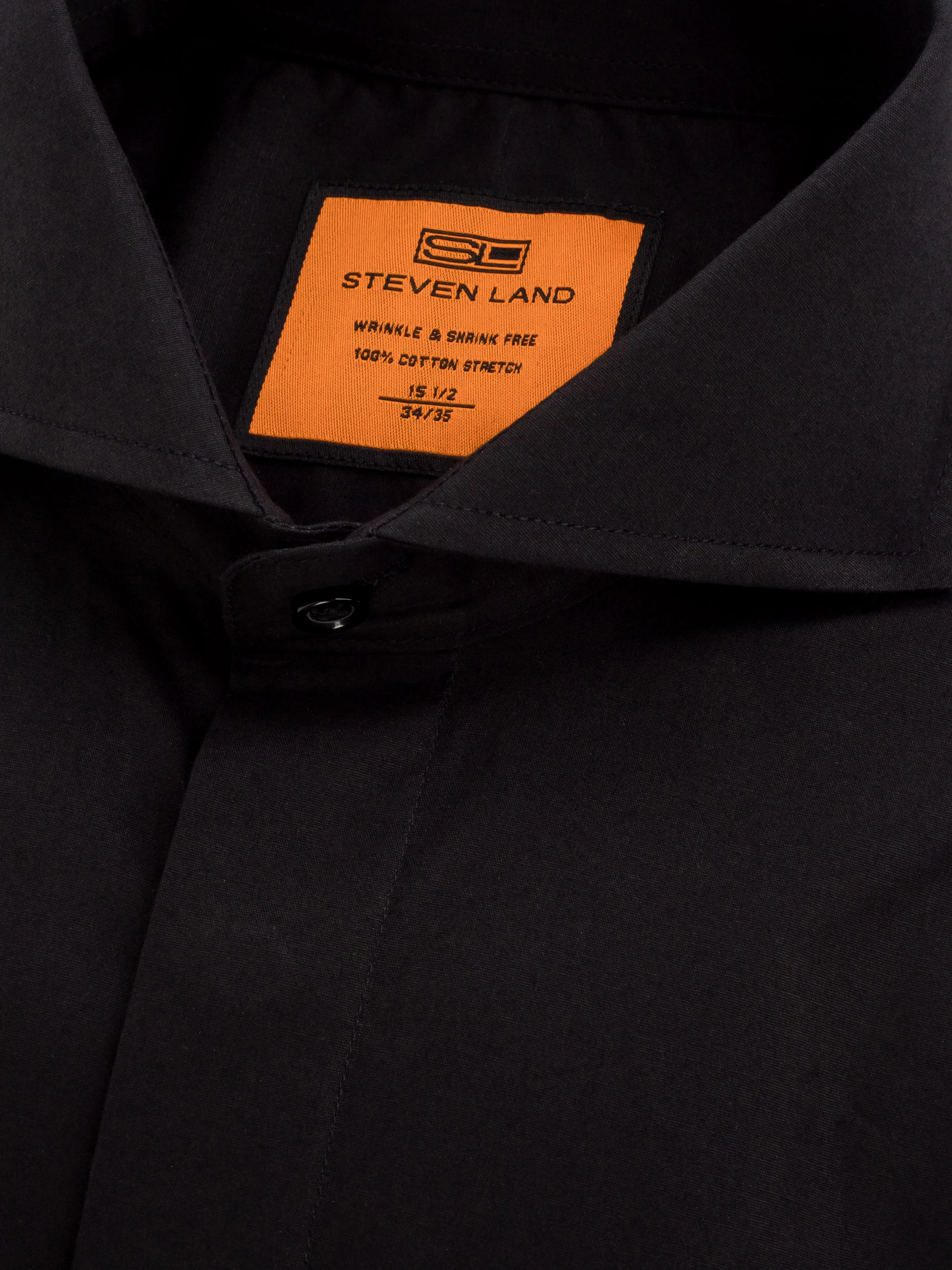Poplin Dress Shirt Hidden Placket 100% Cotton | Cutaway Collar | French Cuff | Black