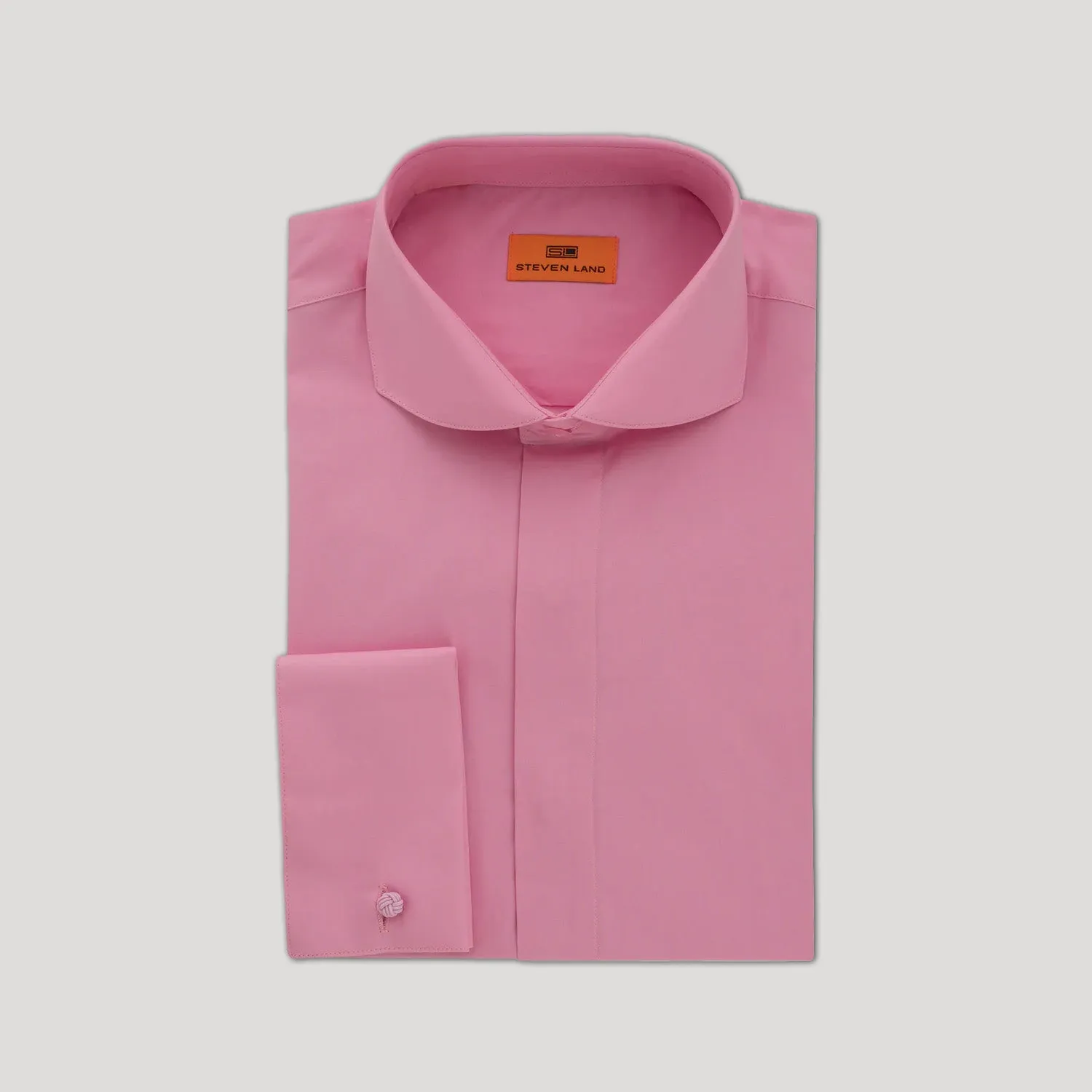Poplin Dress Shirt Hidden Placket 100% Cotton | Cutaway collar | French Cuff | Pink