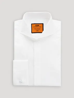 Poplin Dress Shirt Hidden Placket 100% Cotton | Cutaway Collar | French Cuff | White