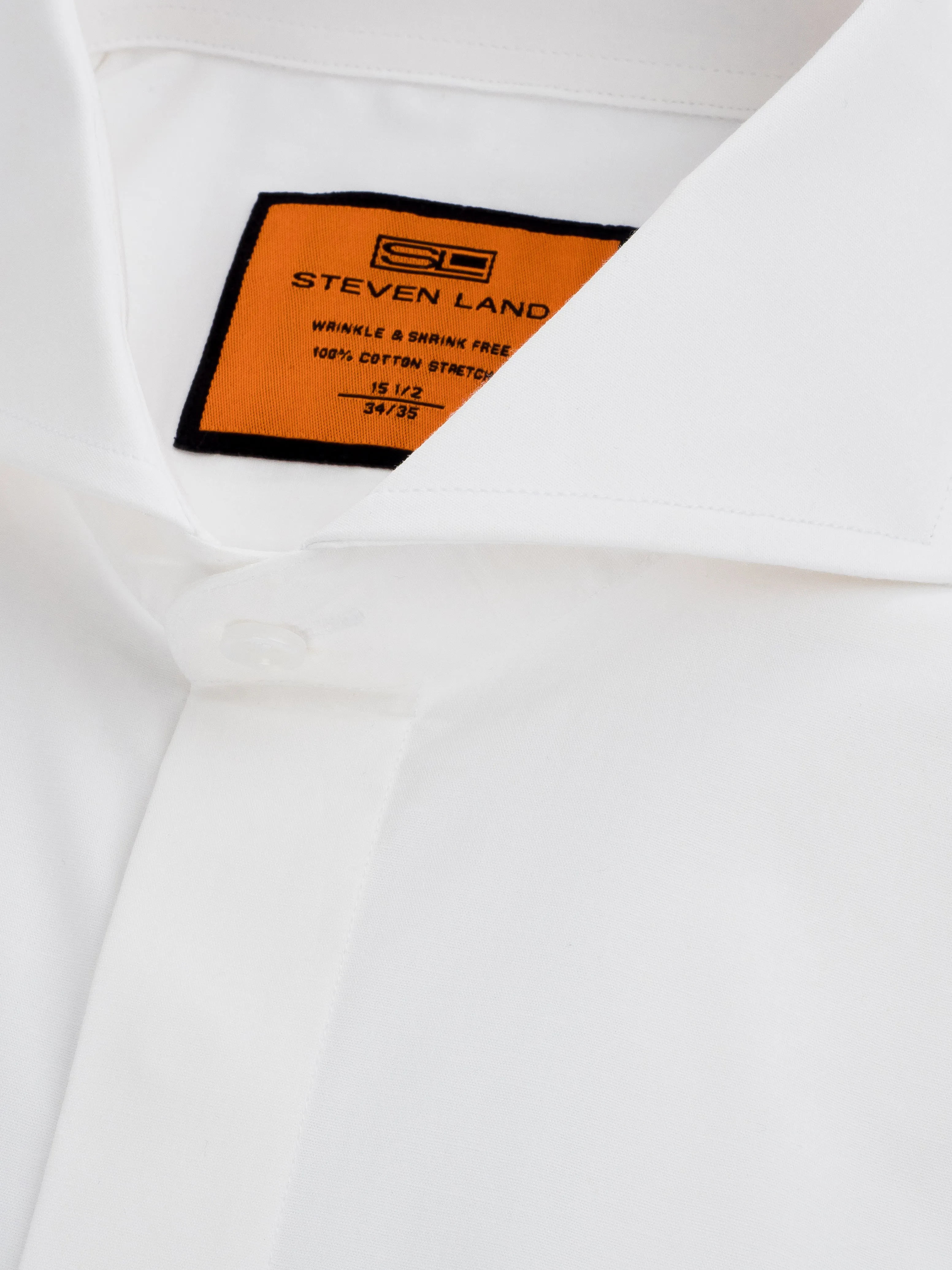 Poplin Dress Shirt Hidden Placket 100% Cotton | Cutaway Collar | French Cuff | White