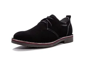 Propét Men's Finn Oxford, Plain Toe - Suede Shoes, Black, 9.5 Medium US