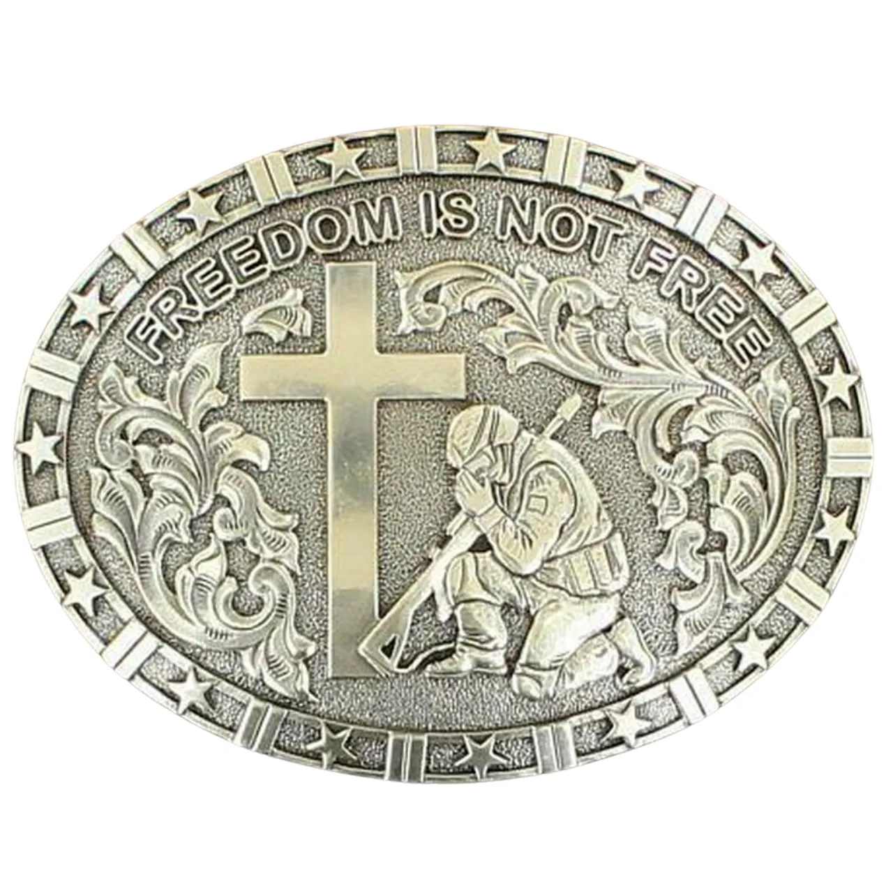 "Freedom Is Not Free" Silver Oval Buckle 37985