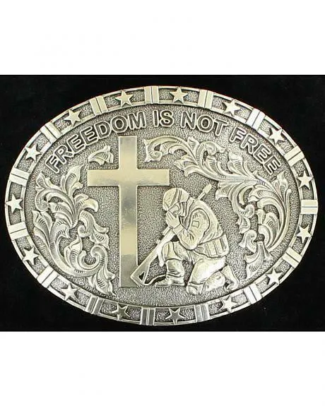 "Freedom Is Not Free" Silver Oval Buckle 37985