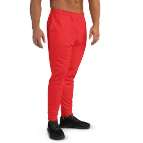 Red Solid Color Men's Joggers, Bright Red Joggers Athletic Gym Slim-Fit Pants For Men-Made in USA/EU/MX