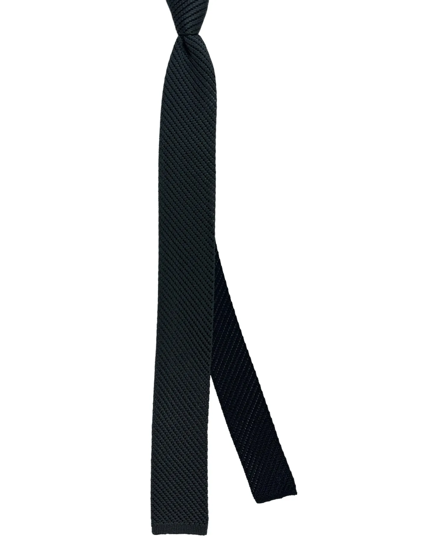 Salvatore Ferragamo Tie Navy Charcoal Gray Knitted Square End Tie - 2 Sided SALE