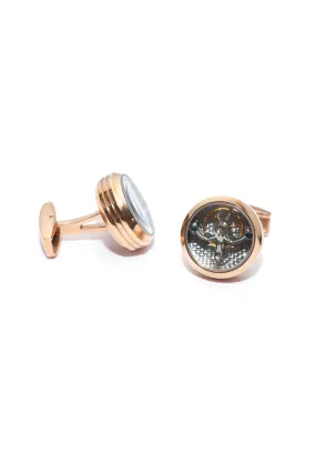 Silver & Rose Gold Plated Tourbillon Cufflinks