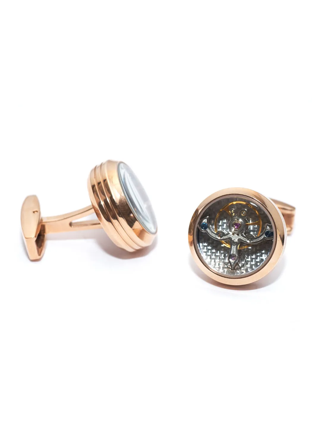 Silver & Rose Gold Plated Tourbillon Cufflinks