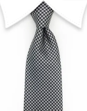 Silver and Black Houndstooth Tie