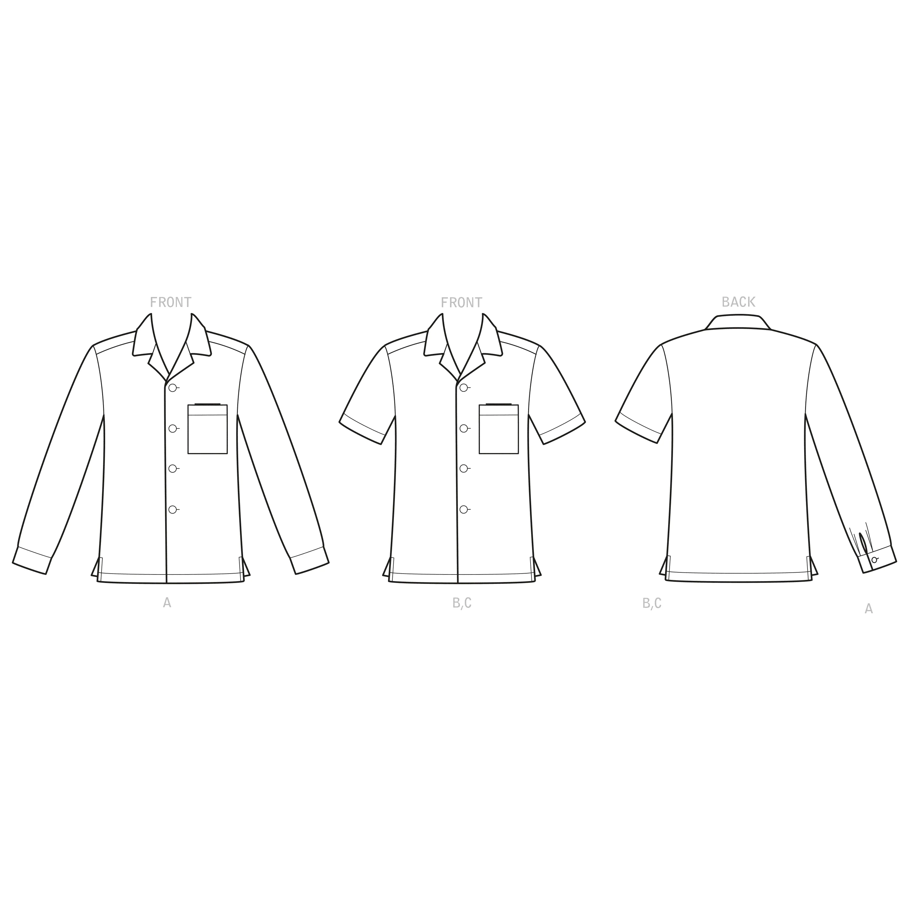 Simplicity 9157 Men's Open Pointed Collar Shirts pattern