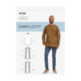Simplicity Pattern 9158 Men's Half Buttoned Shirts