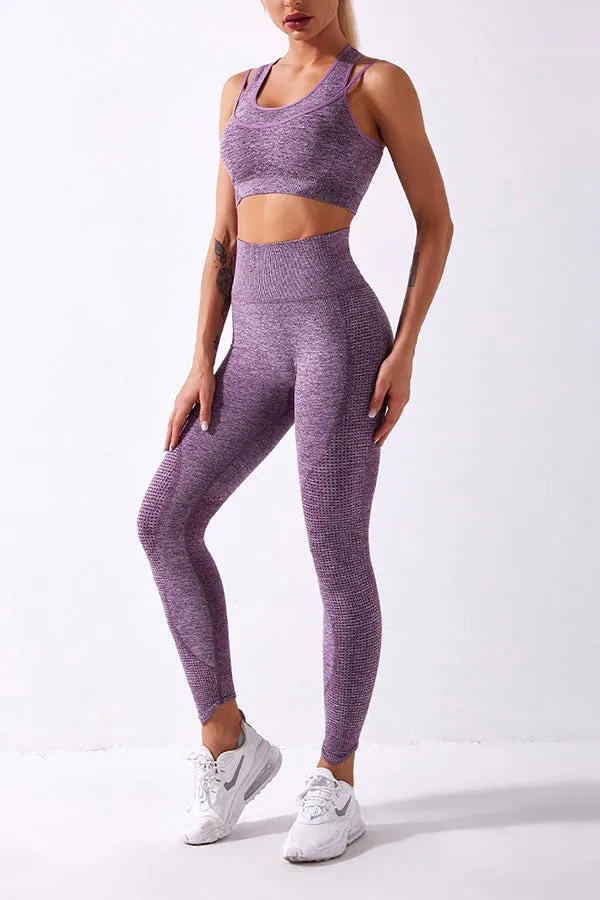 Solid Color Sporty Midriff-Baring Pants Suit