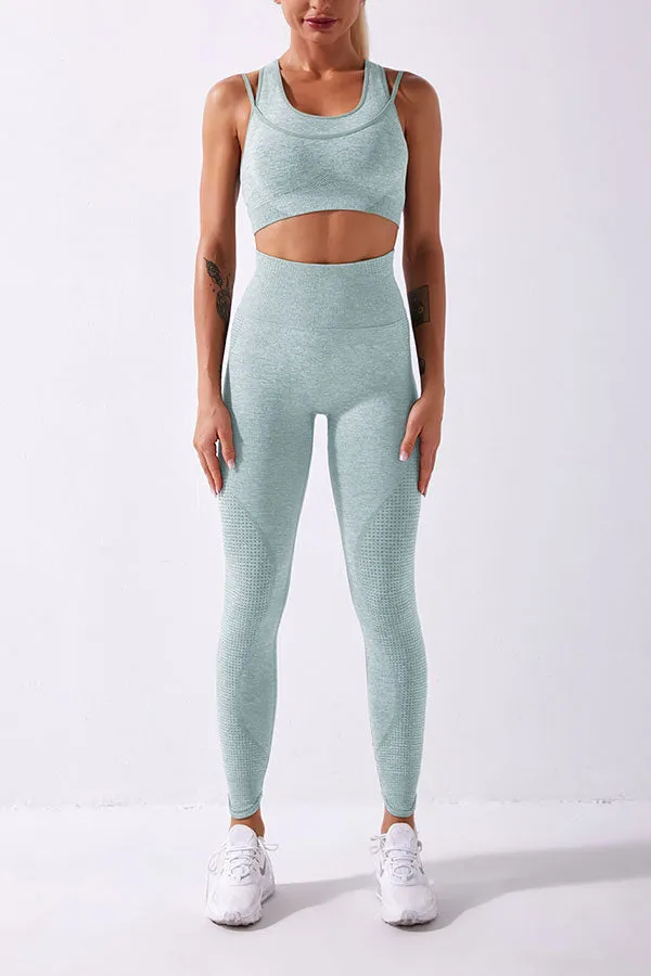 Solid Color Sporty Midriff-Baring Pants Suit