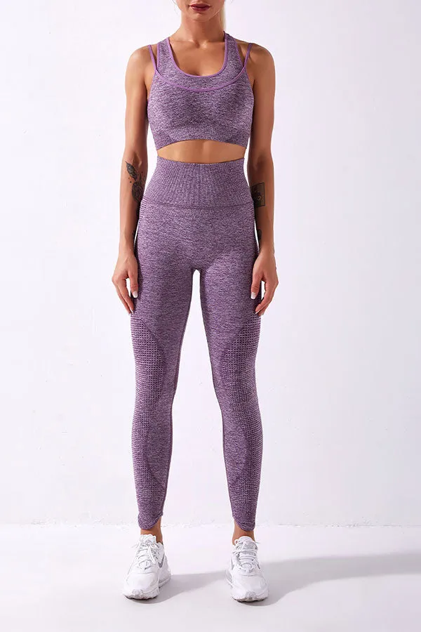 Solid Color Sporty Midriff-Baring Pants Suit