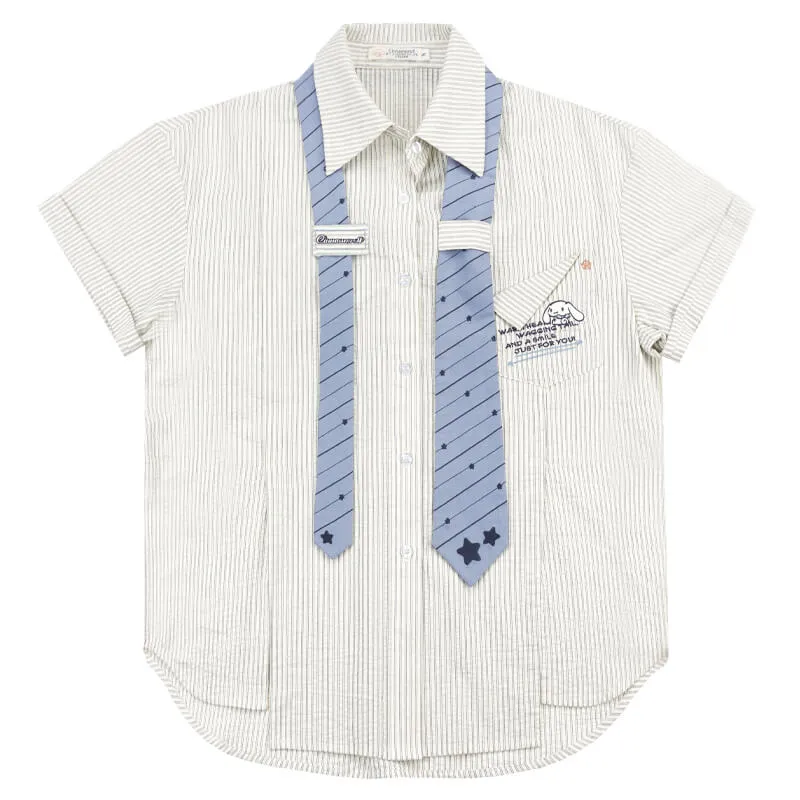 Stars Embroidery Blue Stripe Necktie