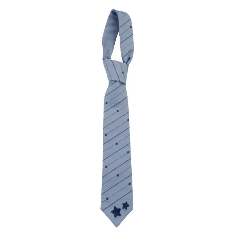 Stars Embroidery Blue Stripe Necktie