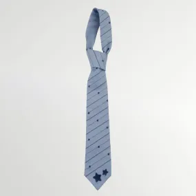 Stars Embroidery Blue Stripe Necktie