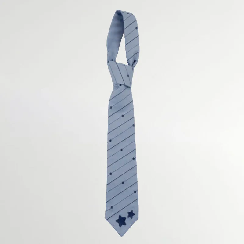 Stars Embroidery Blue Stripe Necktie