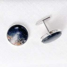 Sterling Silver Atlas Cufflinks - Black Granite