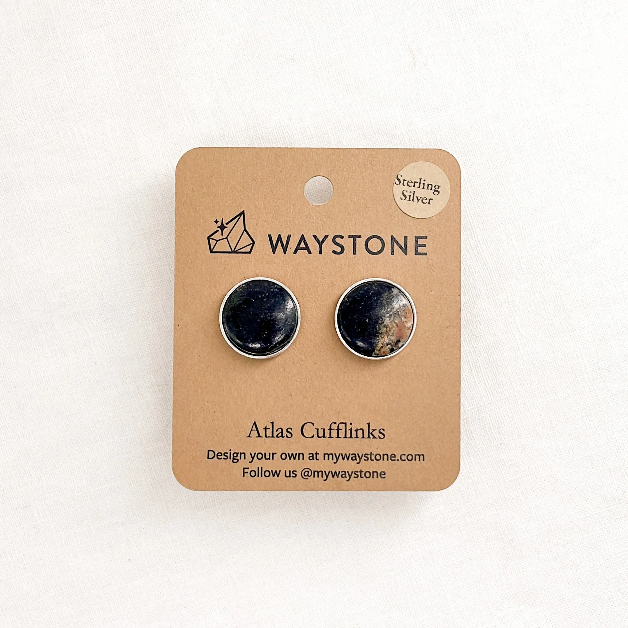 Sterling Silver Atlas Cufflinks - Black Granite
