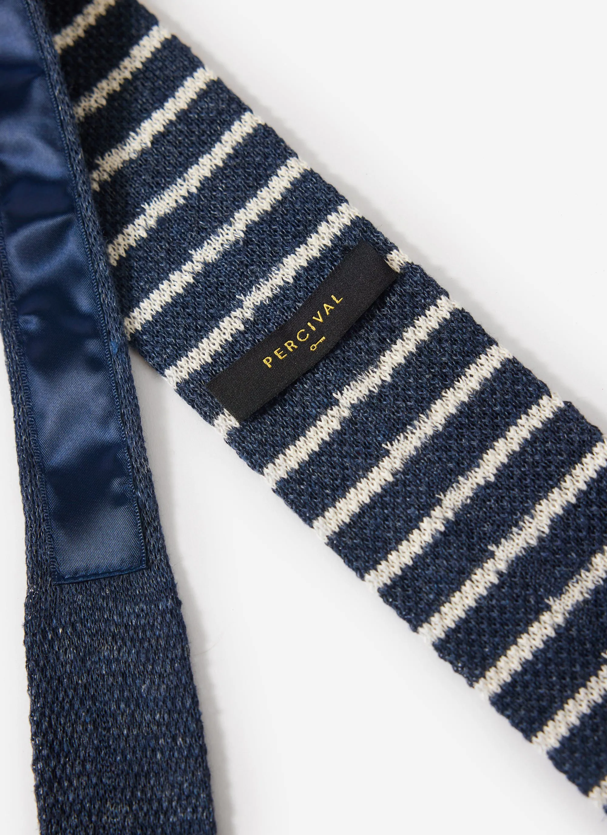 Stripe Linen Tie | Navy Marl