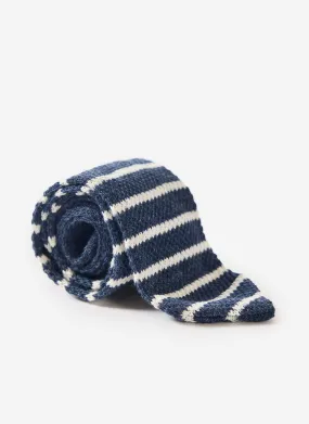 Stripe Linen Tie | Navy Marl
