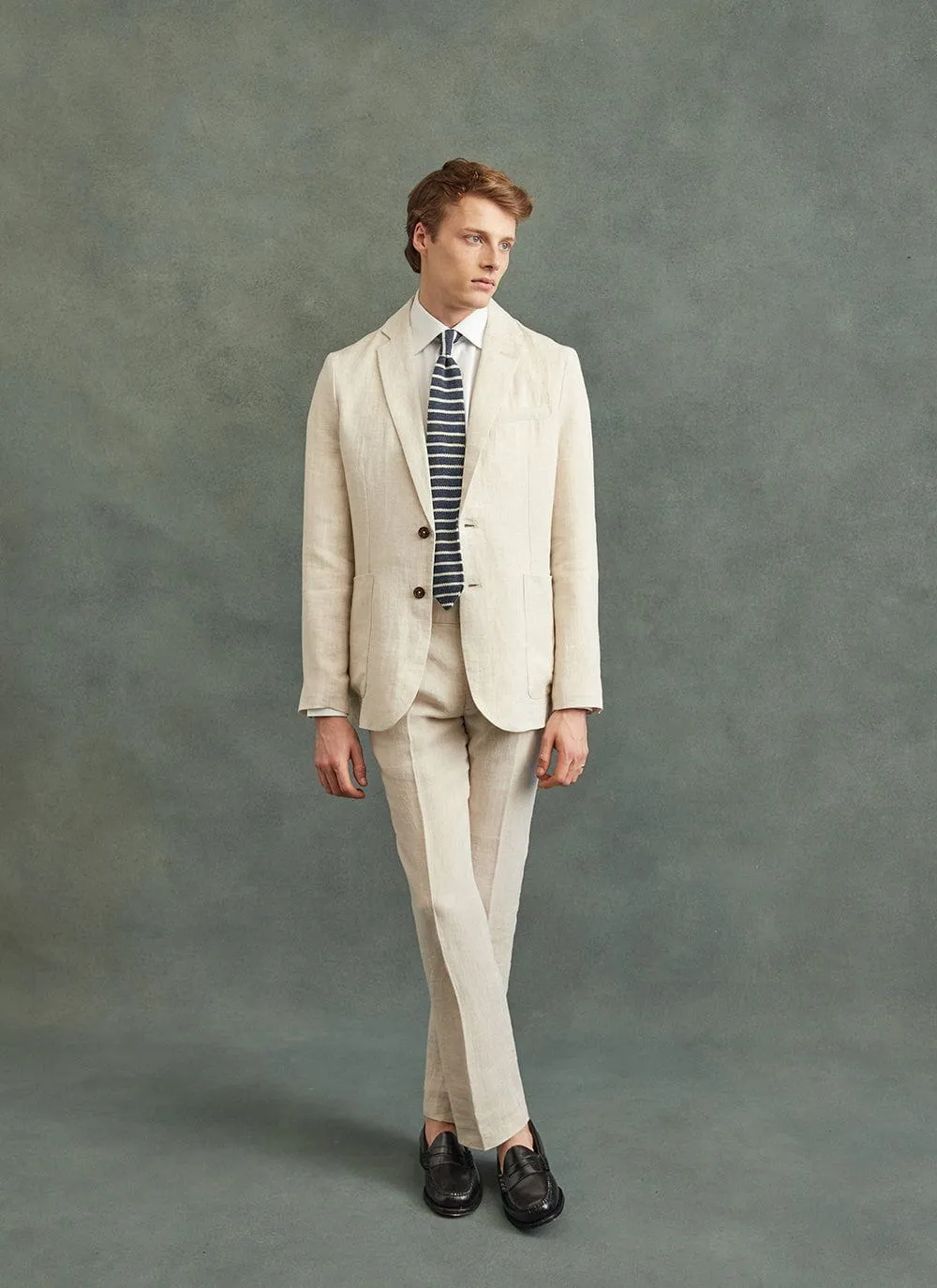 Stripe Linen Tie | Navy Marl