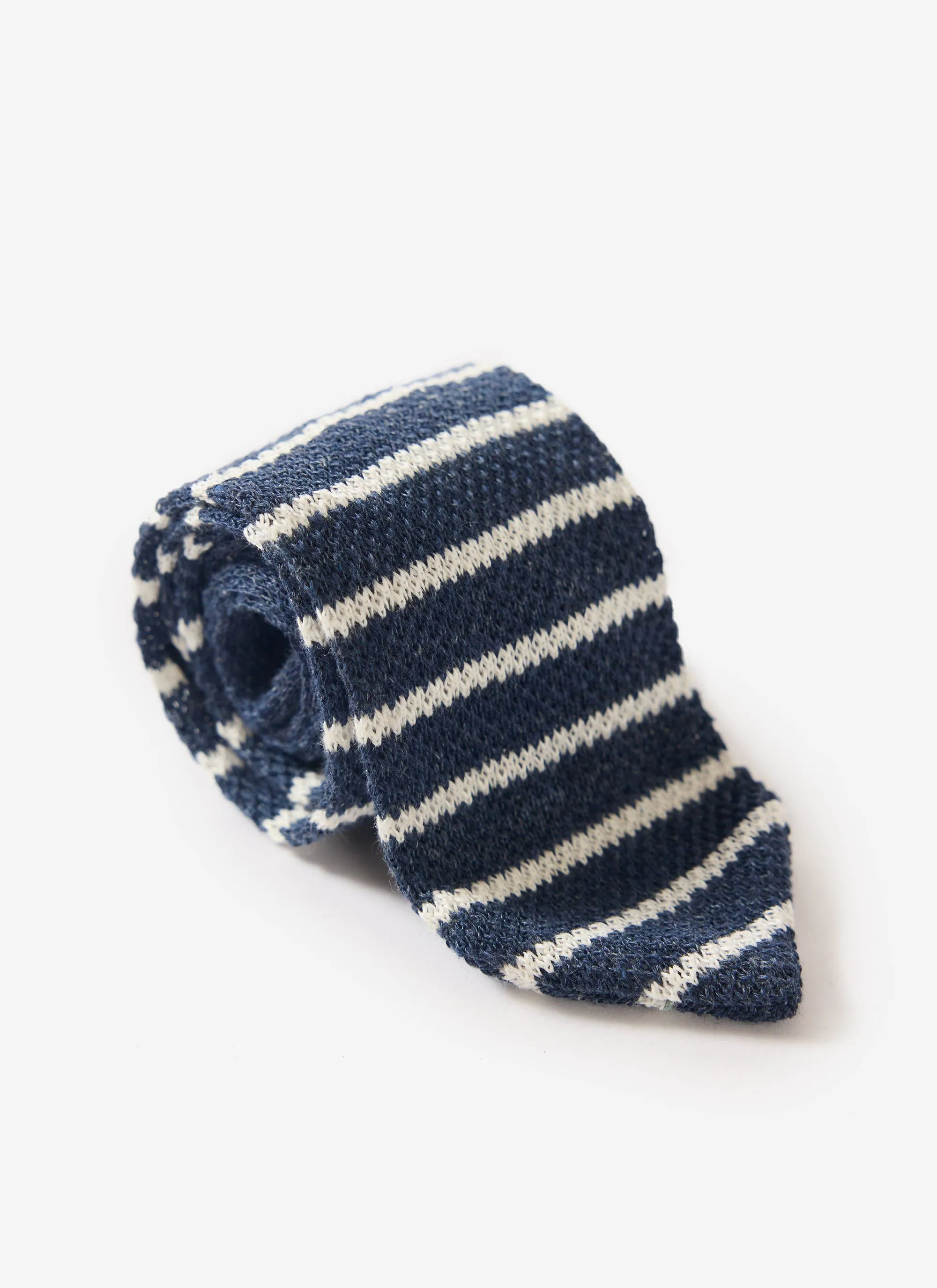 Stripe Linen Tie | Navy Marl