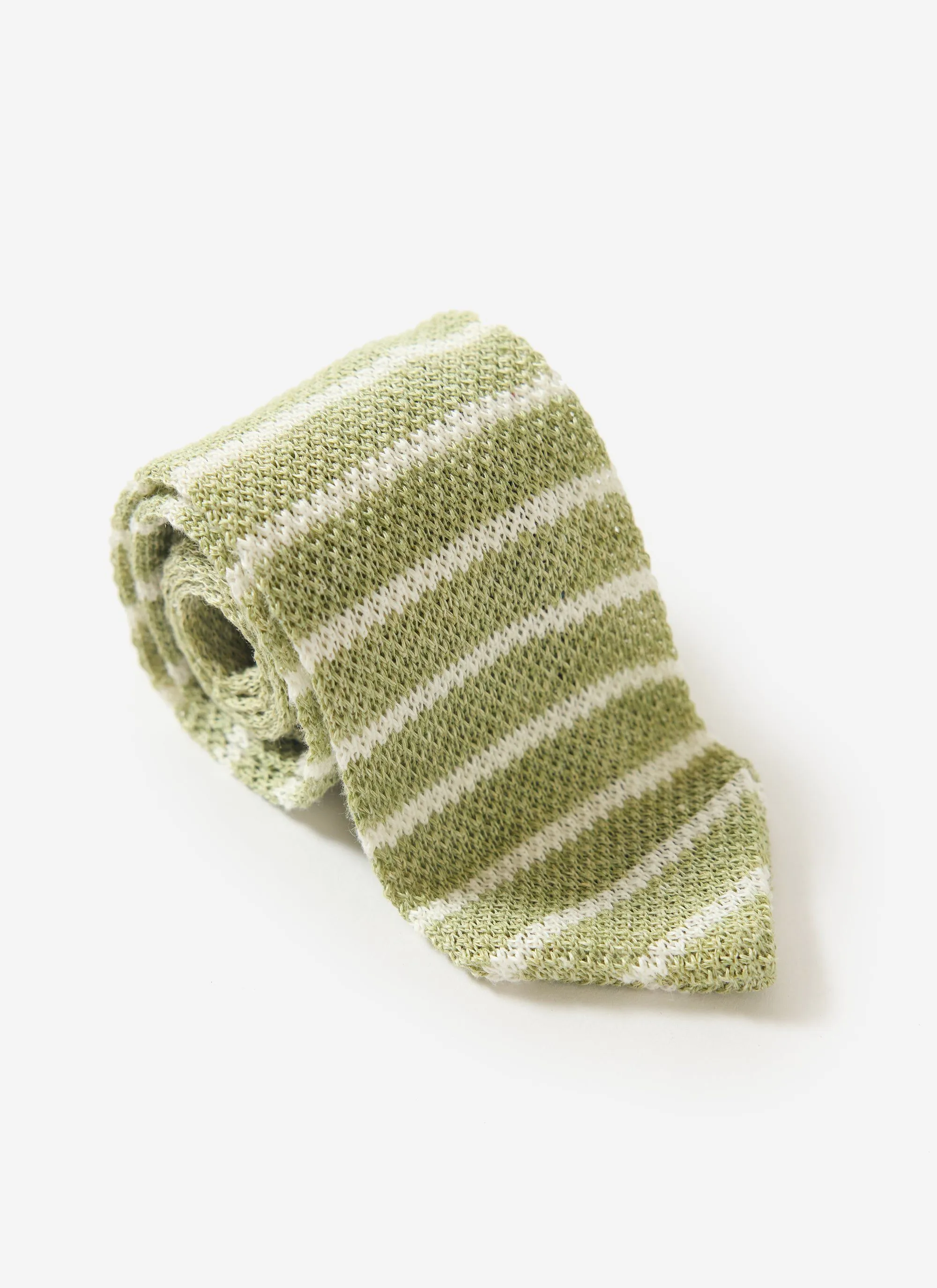 Stripe Linen Tie | Sage Marl