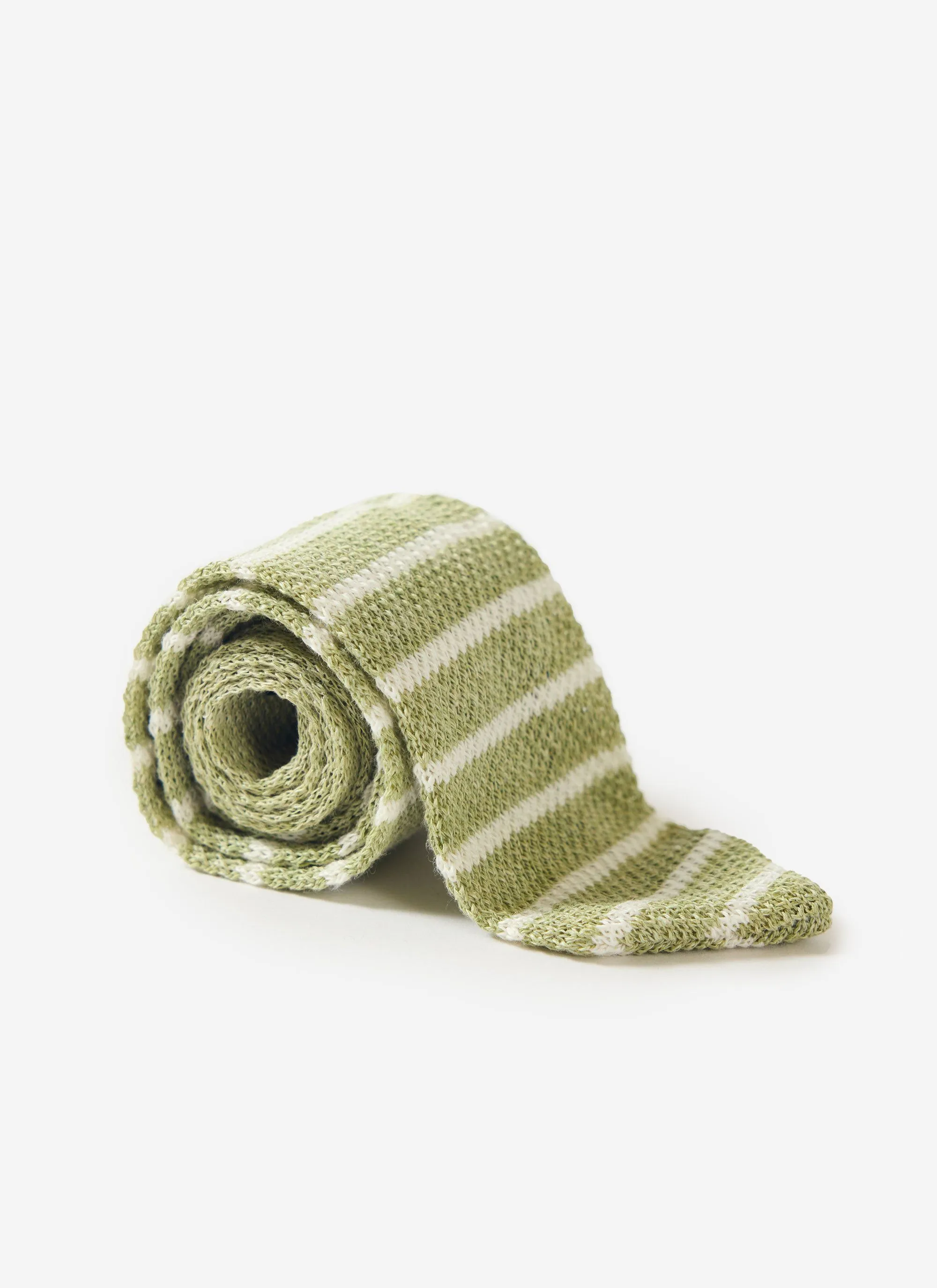Stripe Linen Tie | Sage Marl