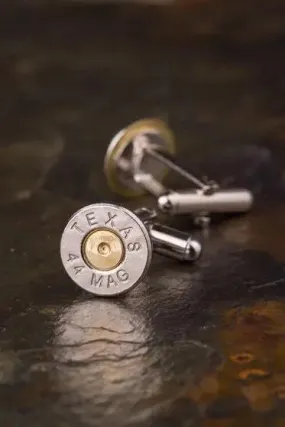 Texas 44 Magnum Bullet Cufflinks, Nickel