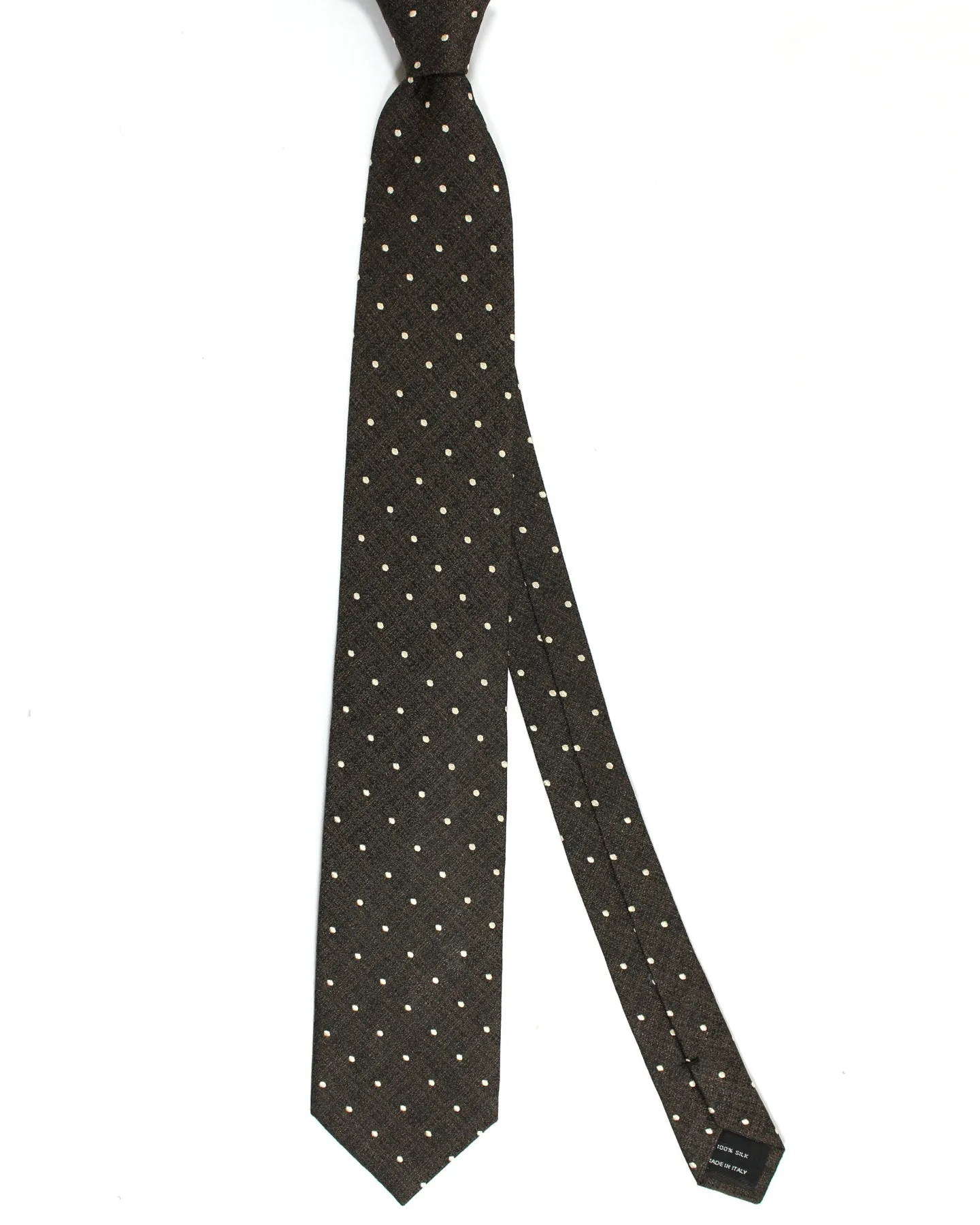 Tom Ford Silk Necktie Brown Black Dots