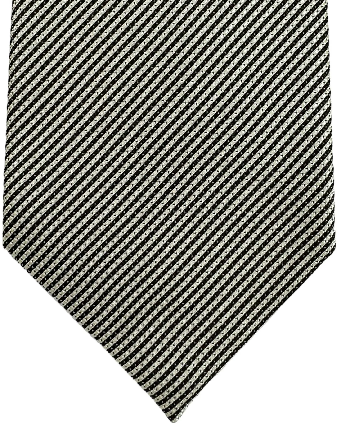 Tom Ford Silk Tie Black Silver Stripes - Wide Necktie