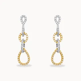 Two-tone Diamond Chain Earrings