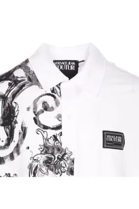 Versace Jeans Couture Split Baroque Print Polo – Monochrome  Modern Elegance-