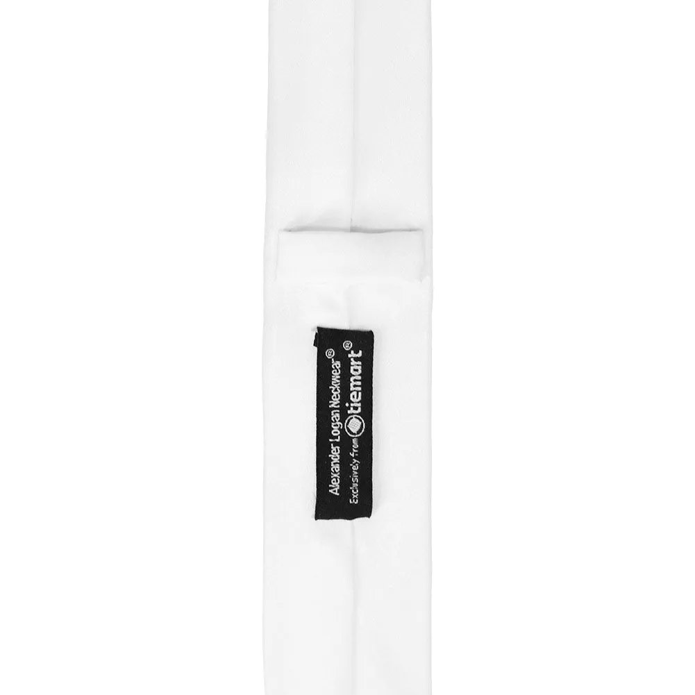 White Skinny Solid Color Neckties, 2" Width