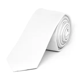 White Skinny Solid Color Neckties, 2" Width