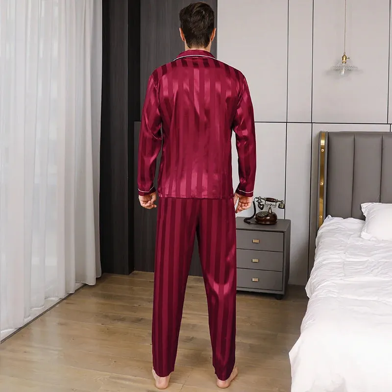 WIAOFELLAS  -  Men's pajamas long sleeves summer ice beautiful home clothes men's spring and autumn casual thin cardigan can wear out two suits