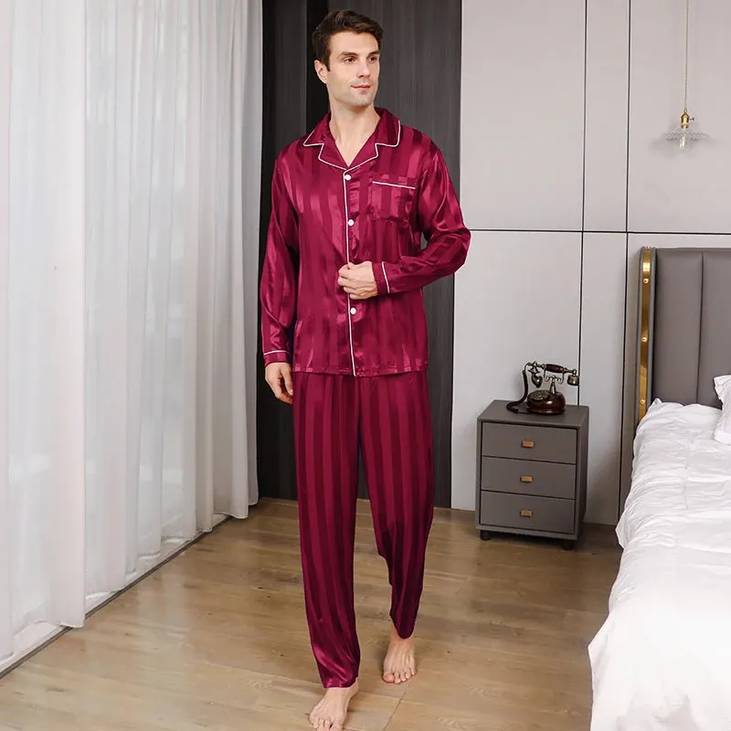 WIAOFELLAS  -  Men's pajamas long sleeves summer ice beautiful home clothes men's spring and autumn casual thin cardigan can wear out two suits